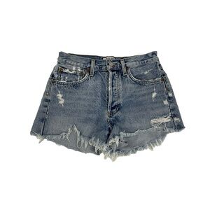 AGOLDE Women Dee High Rise Distressed Cut Off Denim Short